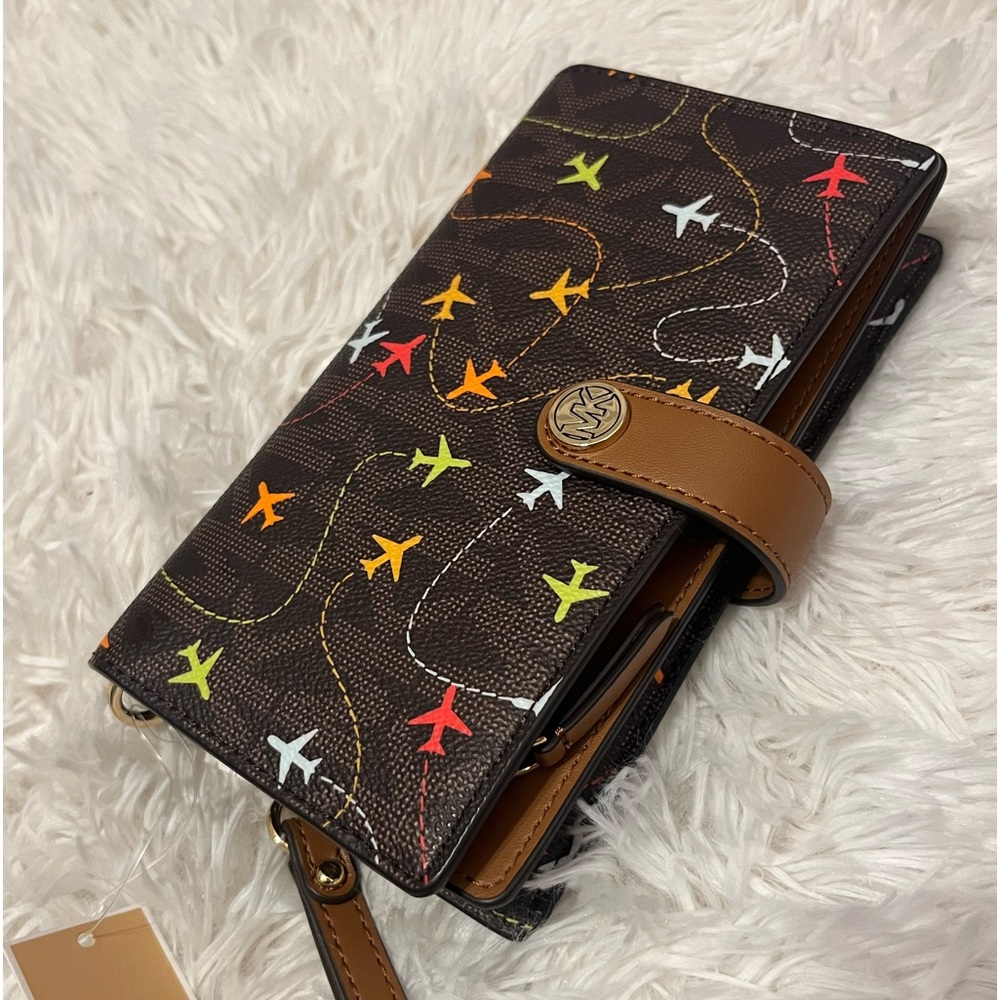 Michael Kors Jet Set Airplane Wallet Wristlet Brown